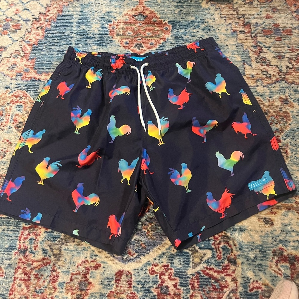 Coastal Swell men’s rooster swim trunks-Large